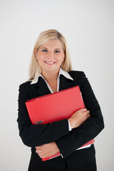 Young office business woman with folder