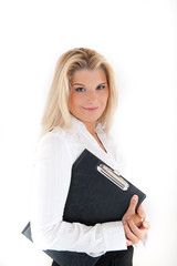Young office business woman with folder
