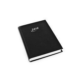 Black notebook, planner for 2010 on a white background