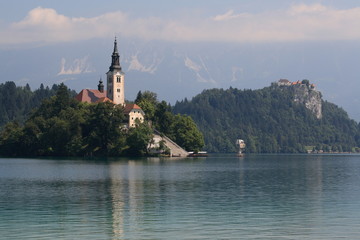 Slovenia, Bled, church on the water, monastery