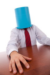 Bucket head businessman
