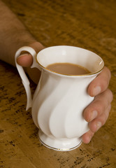 drinking cup of tea close-up