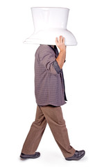 man wearing a toilet