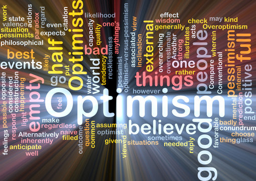 Optimism word cloud glowing