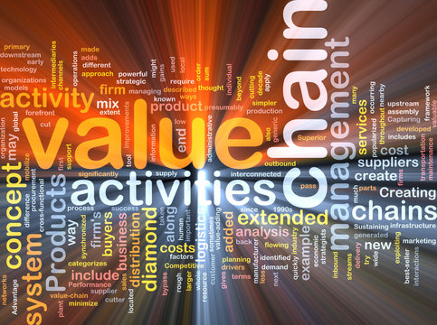 Value chain word cloud glowing