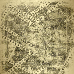 Old papers and grunge  filmstrip on the alienated background