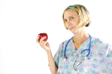 Nurse with an apple