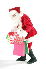 Santa claus leaving with shopping bags