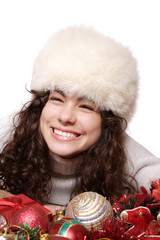 A model with christmas decorations