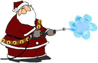 Santa Using A Power Washer