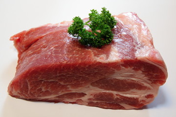 A large piece of raw pork
