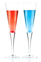 Red and Blue Champagne alcohol cocktail