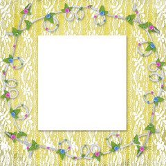 Card for invitation or congratulation with buttonhole and lace