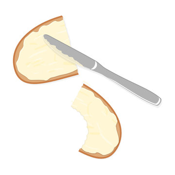 angebissenes butterbrot mit messer I