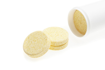 pills on white background