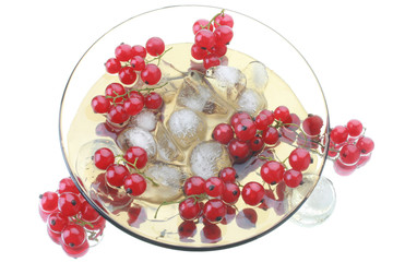 Red currant in a glass plate
