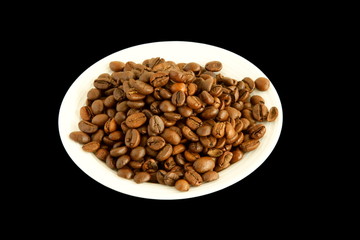 Coffee beans in white plate