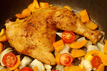 Chicken leg and vegetable