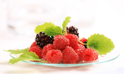 Raspberries and blackberries