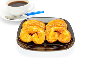 cookies on a plate , isolated over white