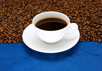Cup of  coffee on a blue background