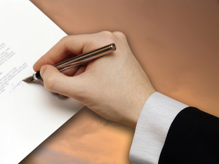 Signature of Business Contract on the dramatically Sky