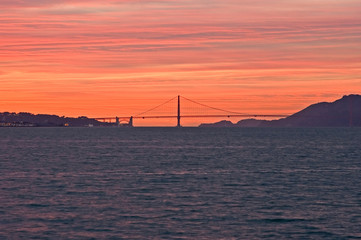 Golden Gate Bridge in San Francisco at sunset