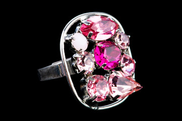 Jewellery ring isolated on the black background