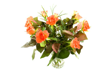 Obraz premium bouquet of orange roses over white background