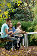 family in garden