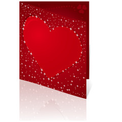 Card with red heart. Vector illustration