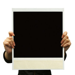 a card blank in a hand on the white