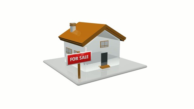 Animation 3D house for sale isolated illustration