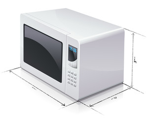 Fototapeta premium Dimension d'un four à micro-ondes (reflet)
