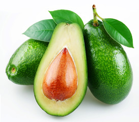Avocado with leaves on a white background © volff