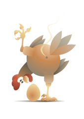 Hen with the fresh egg