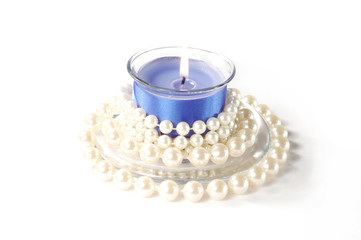 Christmas candle on white background