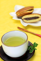 green tea and Japanese sweet