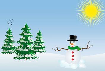 bonhomme de neige sous le soleil