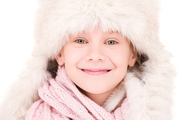 happy girl in winter hat