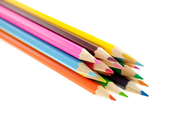 crayons on a white background