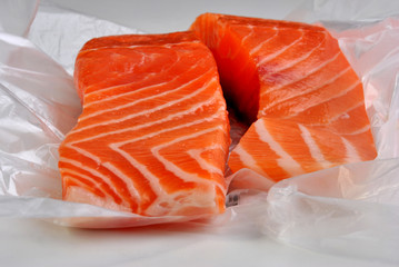 raw organic wild salmon steak from the irish west coast