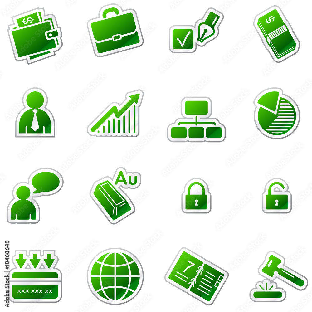 Wall mural Business web icons, green sticker series