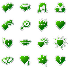 Love web icons, green sticker series