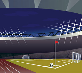 Obraz premium Soccer field and stadium vector illustration.