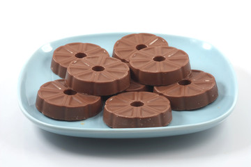 plate of chocolate biscuits.