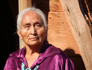 Beautiful 77 year Old Elderly Navajo Woman - obrazy, fototapety, plakaty