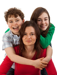 Happy family isolated on white background