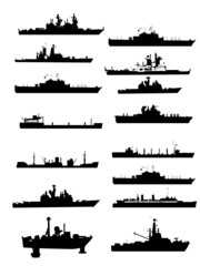 Collection vector boat and ship outlines - obrazy, fototapety, plakaty