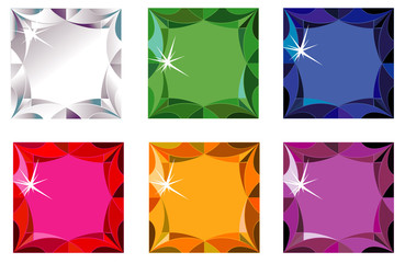 Princess cut precious stones with sparkle